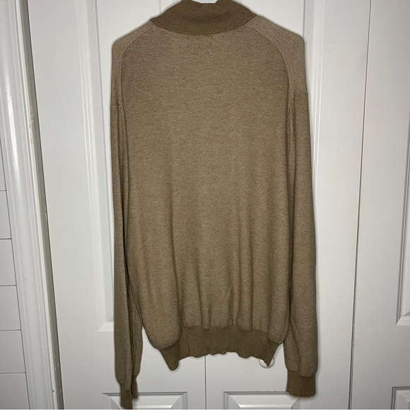 Polo Ralph Lauren Pima Cotton XL Quarter Zip Waffle Knit Sweater Beige Tan Brown - Picture 7 of 9